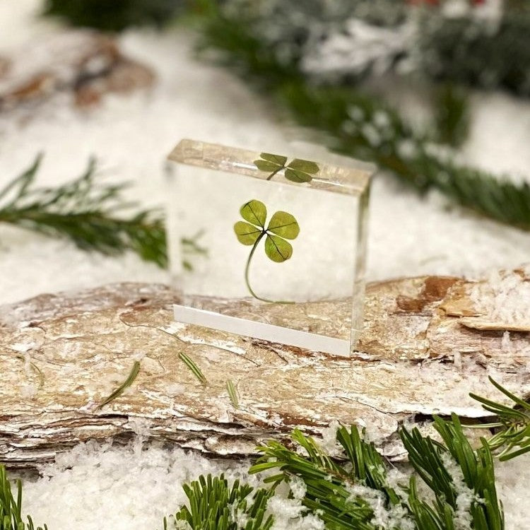 Trèfle à 4 feuilles porte-bonheur made in France