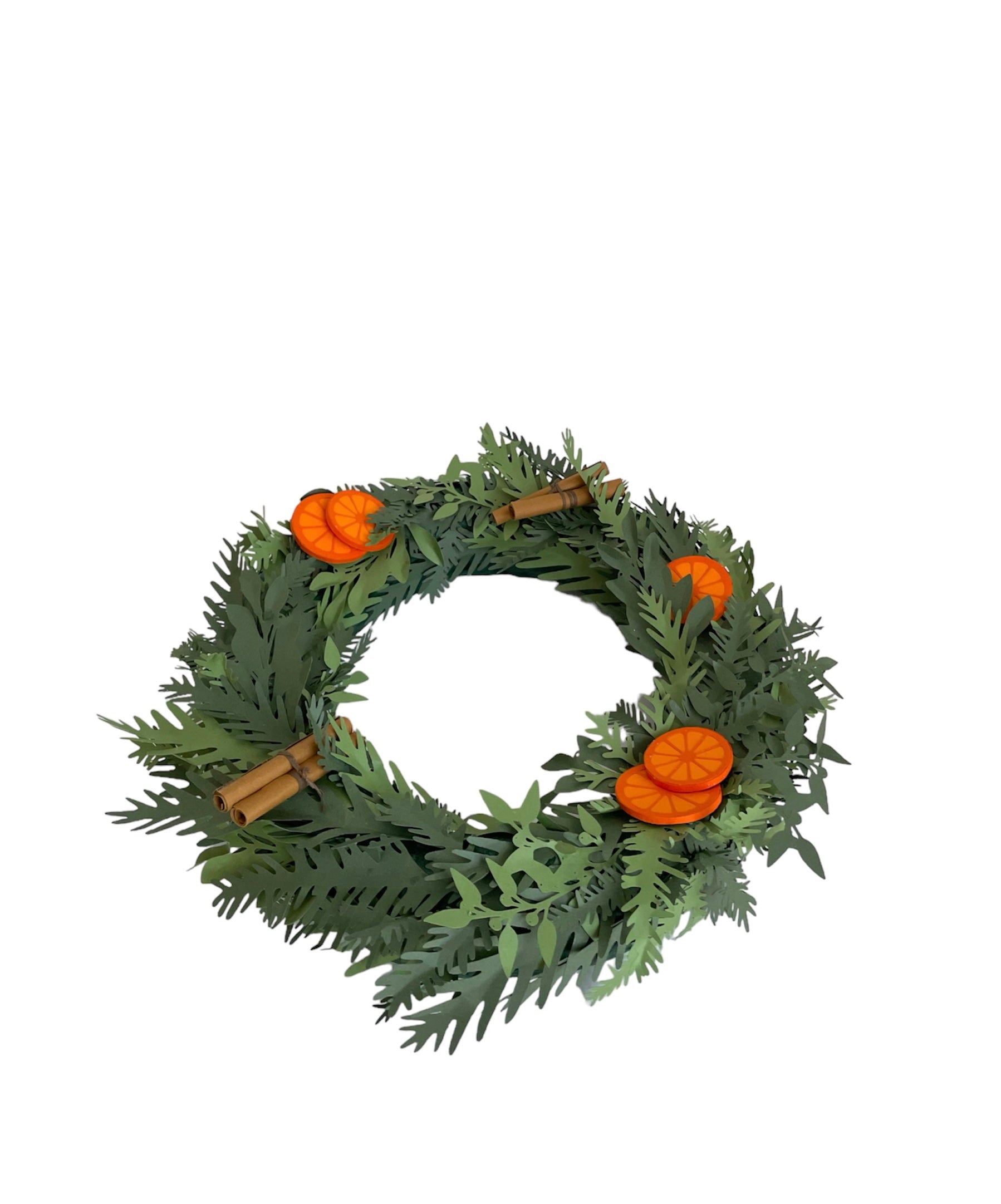 Couronne de Noël Orange Cannelle en papier, MELINA VASSEREAU, made in France et écoresponsable