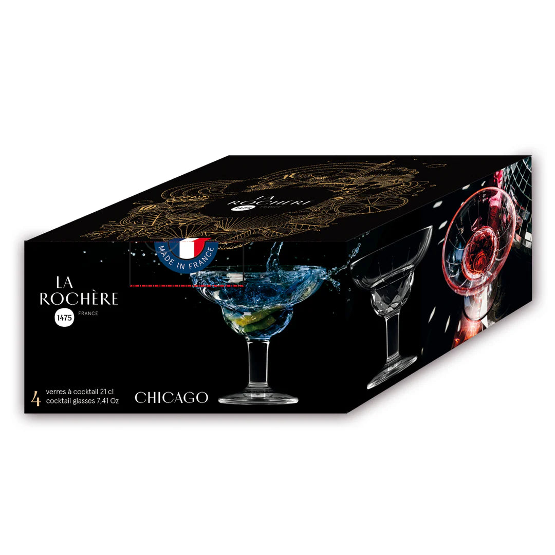 Coffret de 4 verres à cocktail Chicago LA ROCHERE made in France