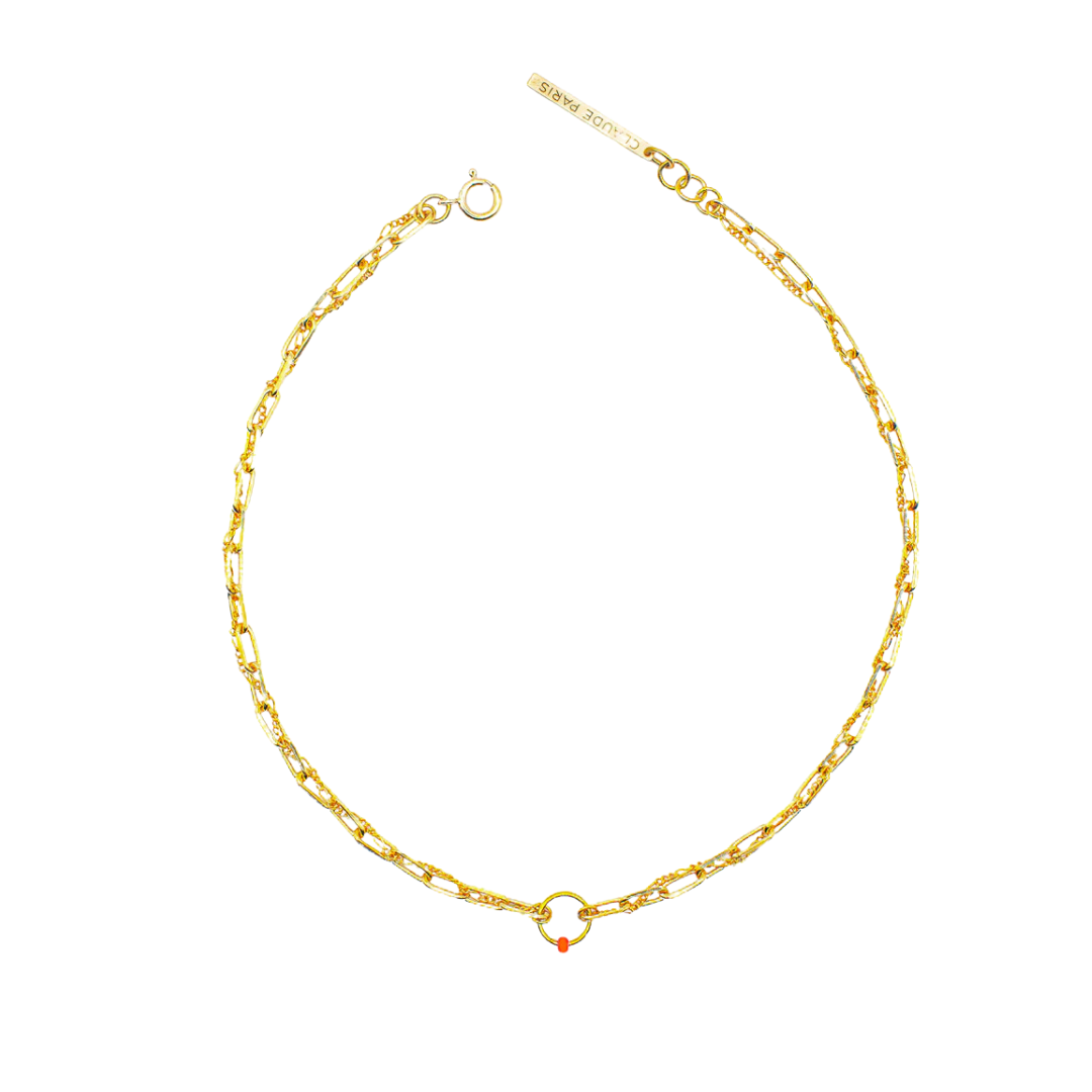 Collier Eva orange, CLAUDE PARIS, made in France