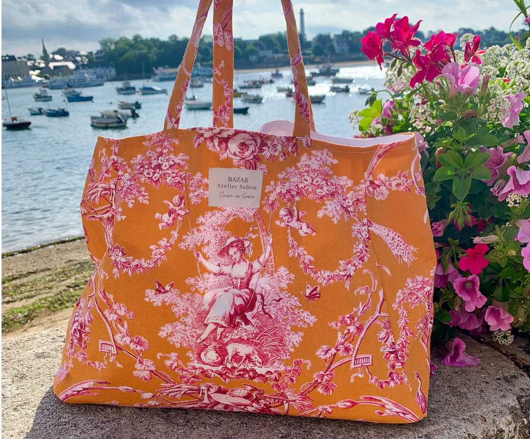 bazar atelier sablon cabas toile de jouy made in france