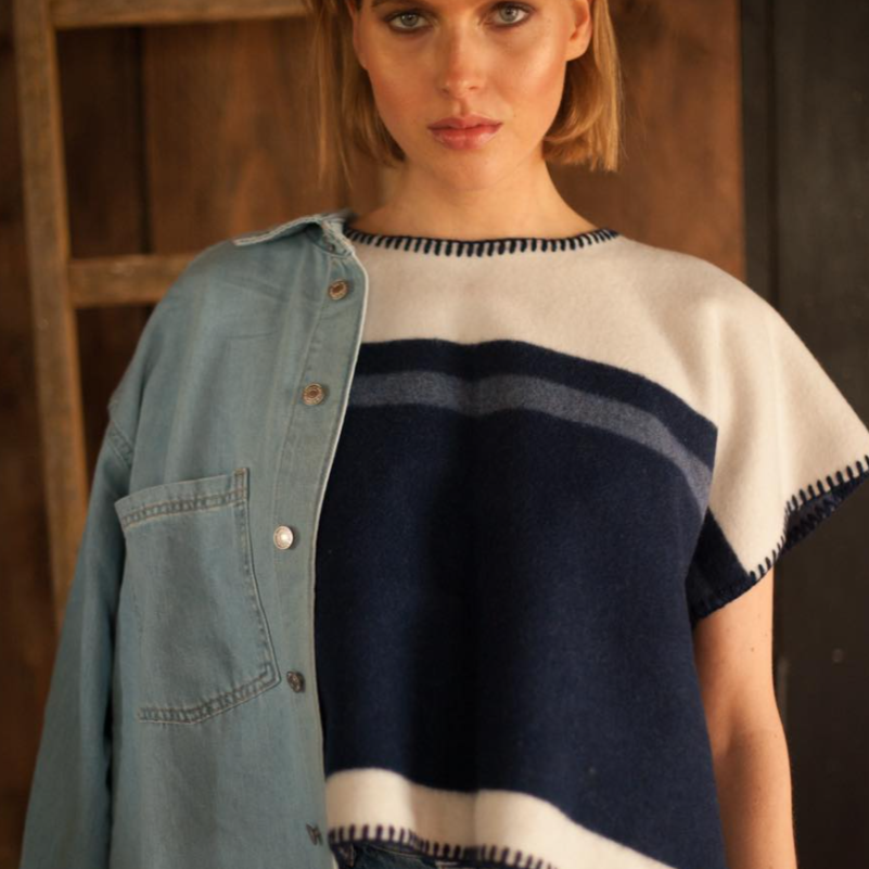 Poncho court en laine Poncas, LA MERICAINE, made in France