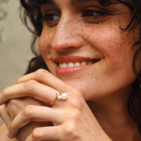 Bague Torsade perlée