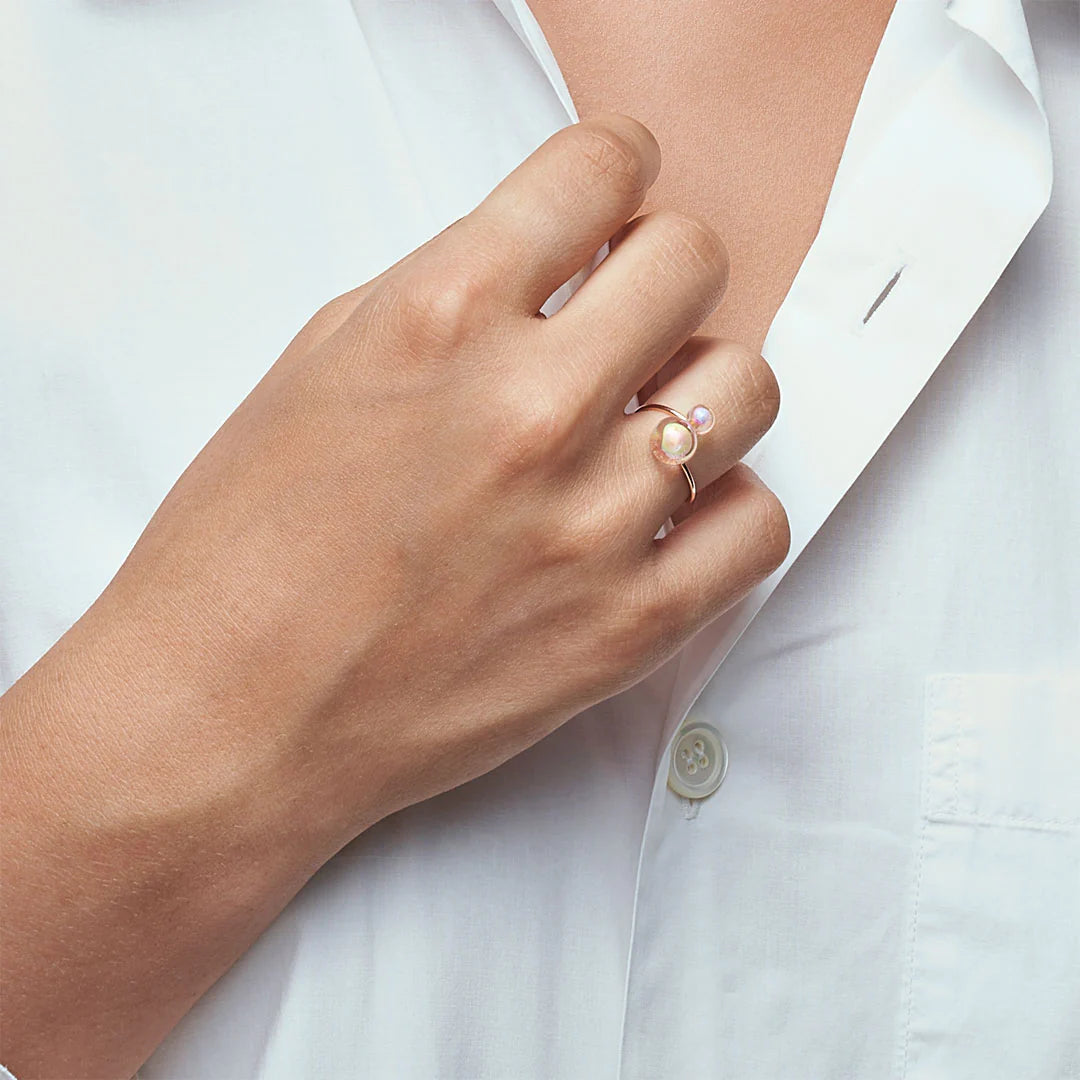 Bague 2 perles Twist, LA MOME BIJOU, made in France