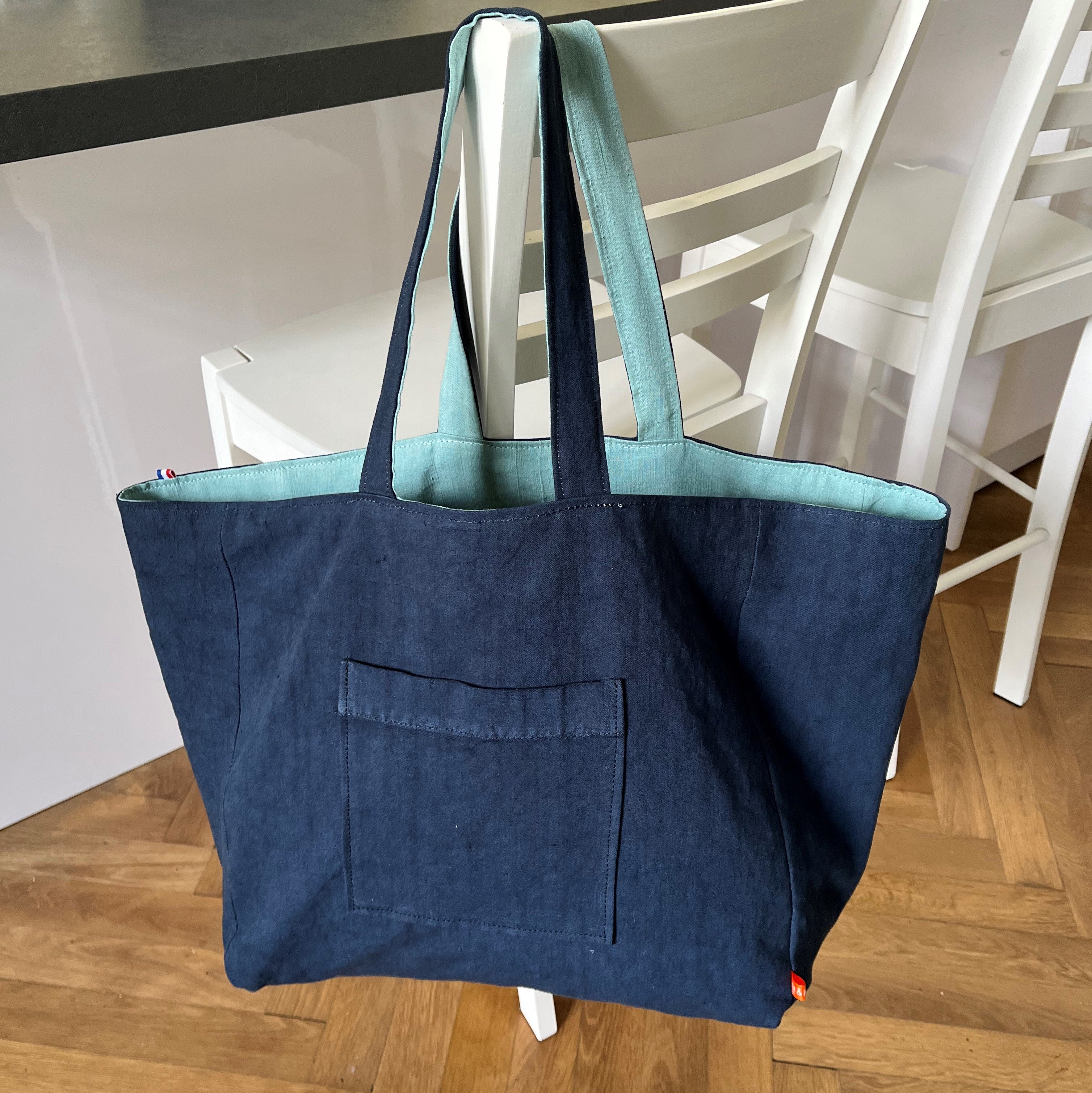 Grand cabas réversible en lin, JOCELIN ET MARLAINE, made in France et écoresponsable