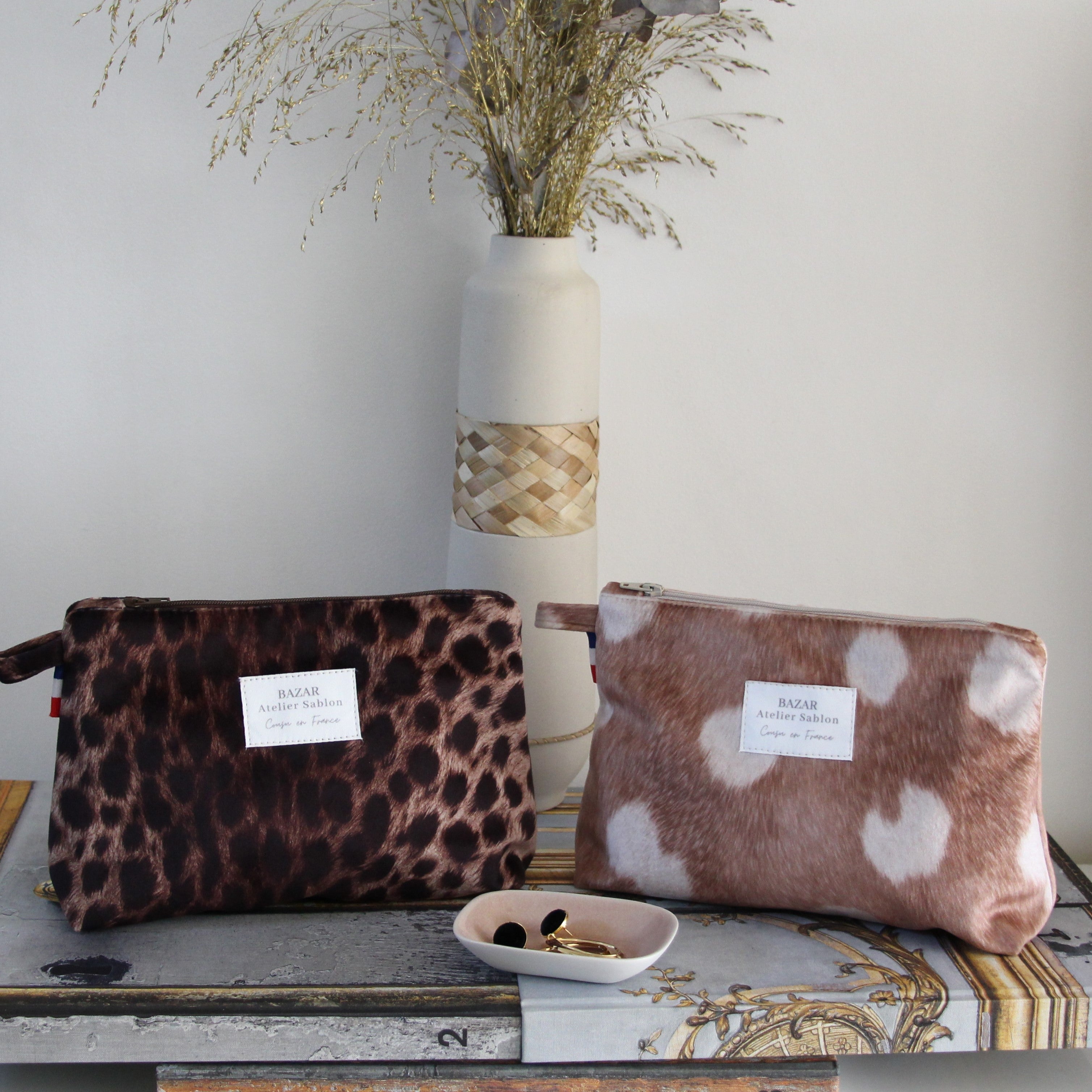 Pochette made in France avec imprimé animalier, BAZAR ATELIER SABLON
