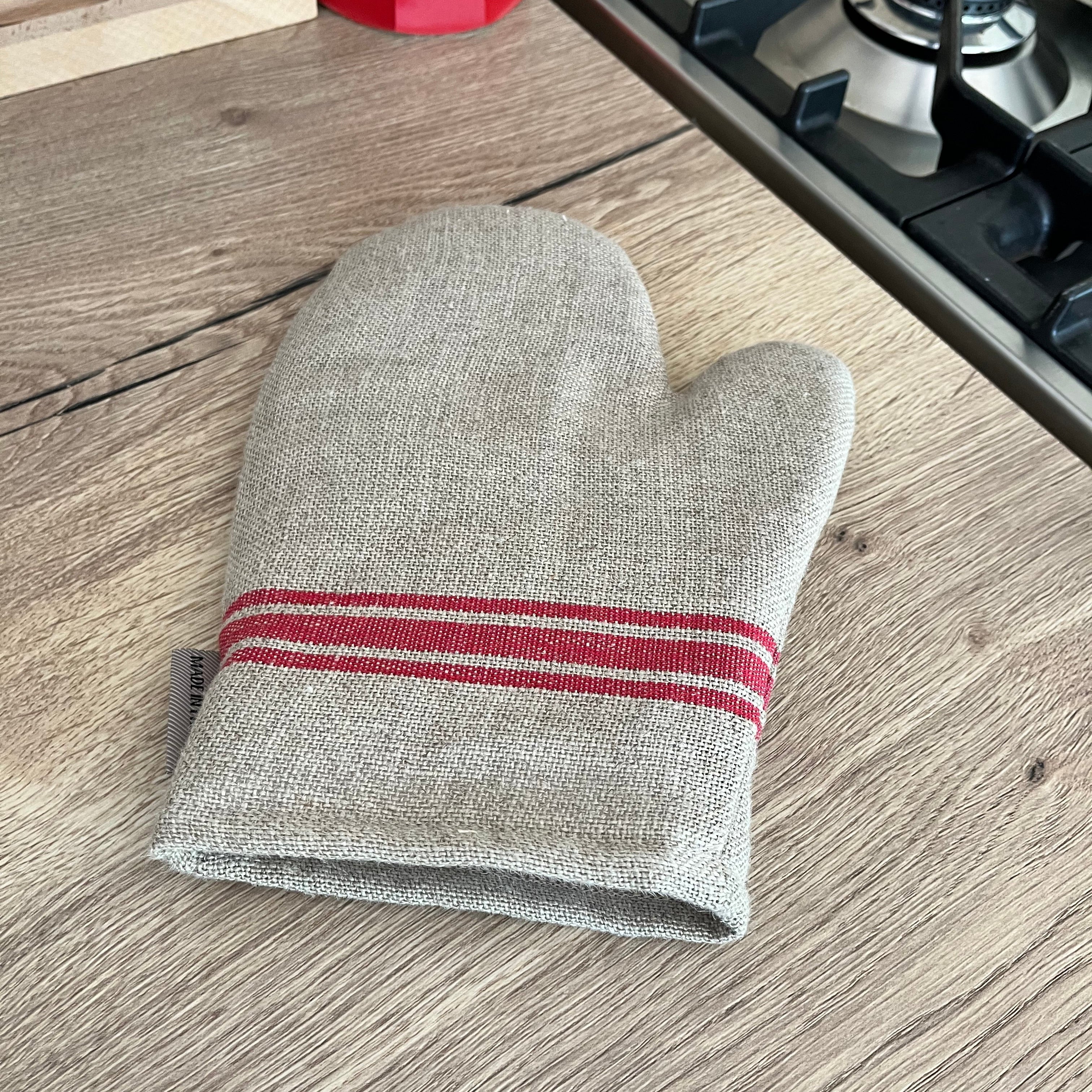 Gant de cuisine en lin Monogram Rouge made in France