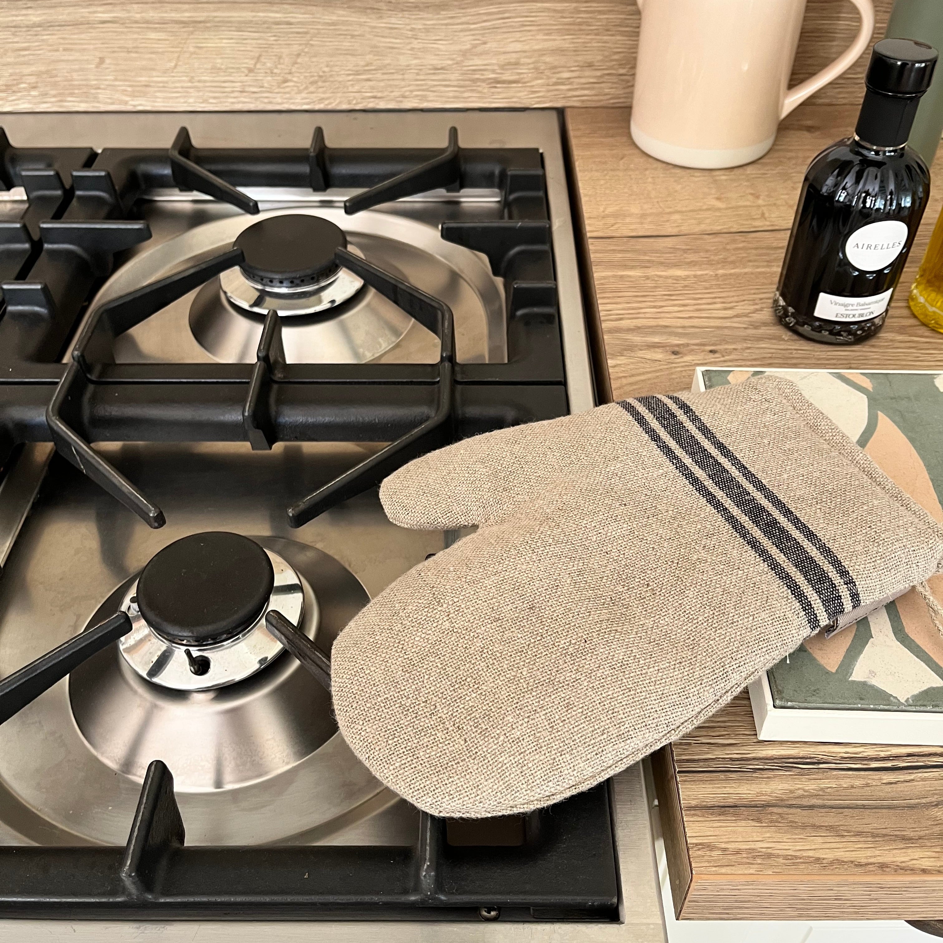 Gant de cuisine en lin Monogram noir made in France