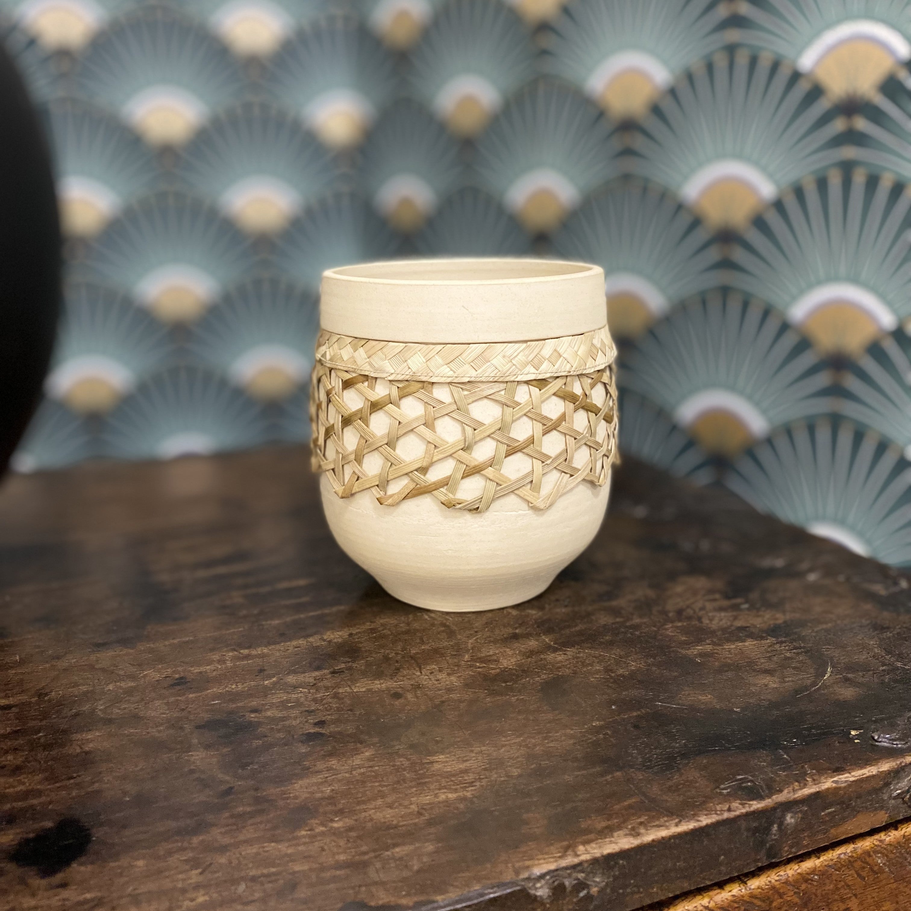 Coupe dania en grès et bakoua, DAMALIA, made in France et écoresponsable