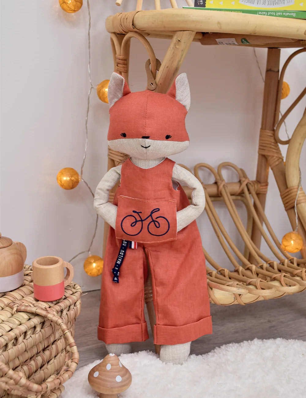 Peluche Renard en lin fabriquée en France, MAILOU TRADITION 