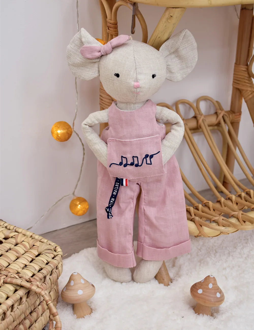 Peluche Souris en lin, MAILOU TRADITION, made in France