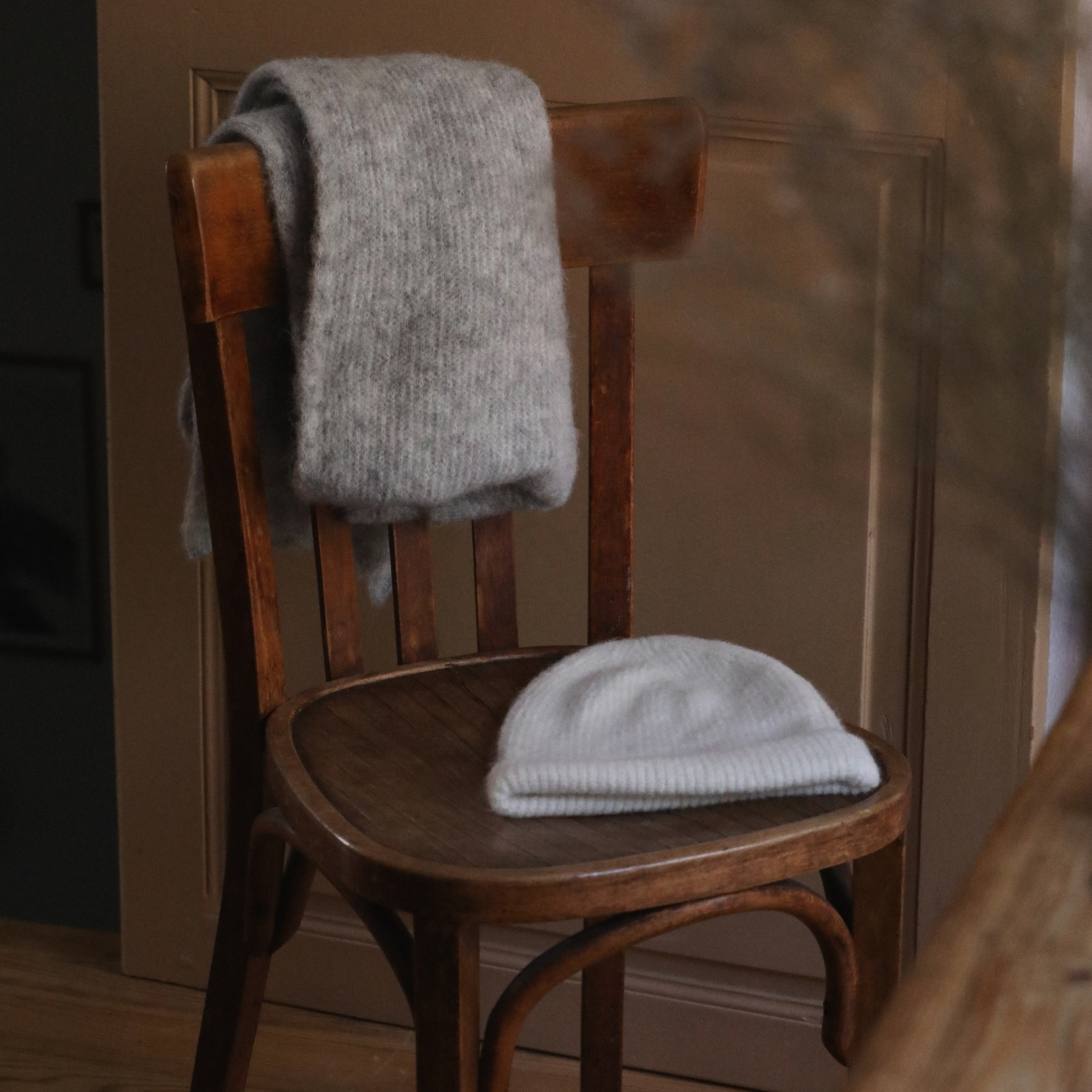 Bonnet et écharpe en laine mohair et mérinos Tessa uni, TRICOT JEAN MARC, made in France