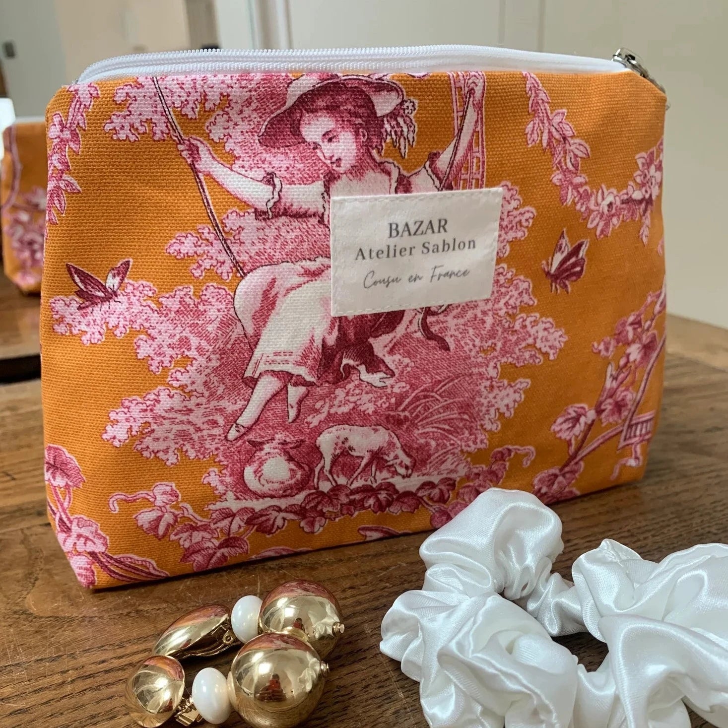 Pochette toile de Jouy made in France