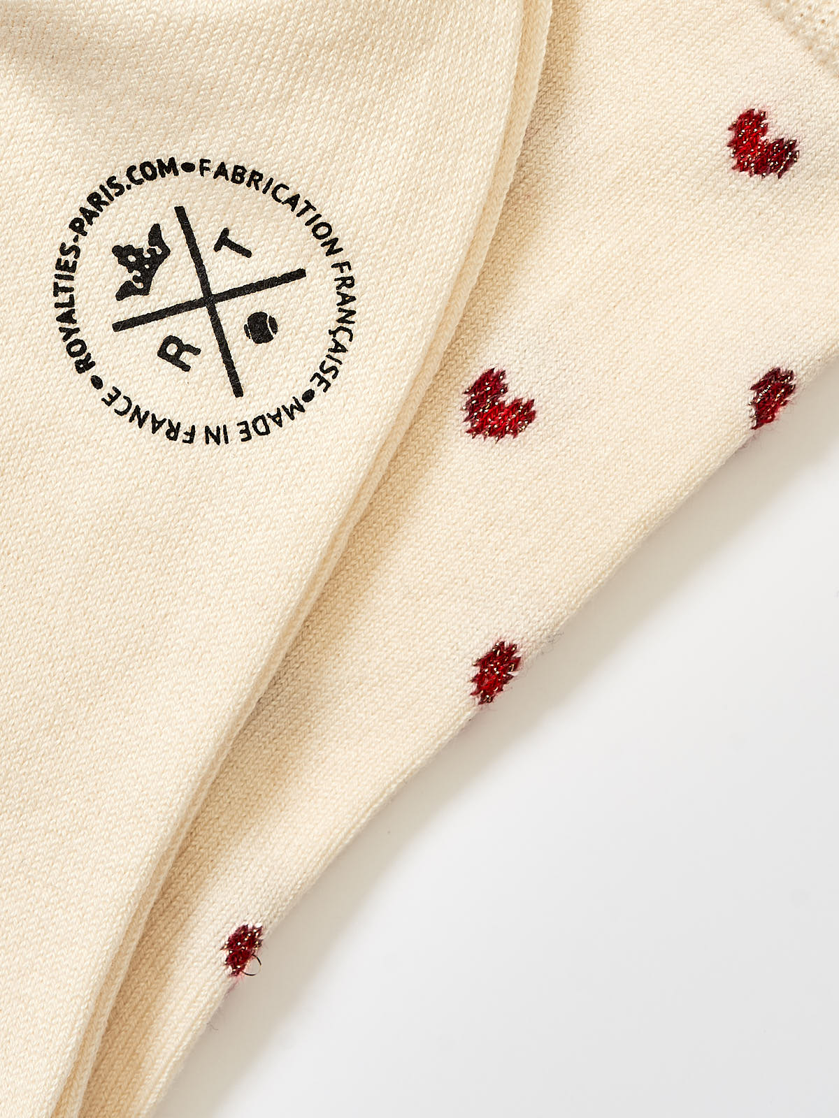 Chaussettes motif coeur LOVE brillantes, ROYALTIES, made in France