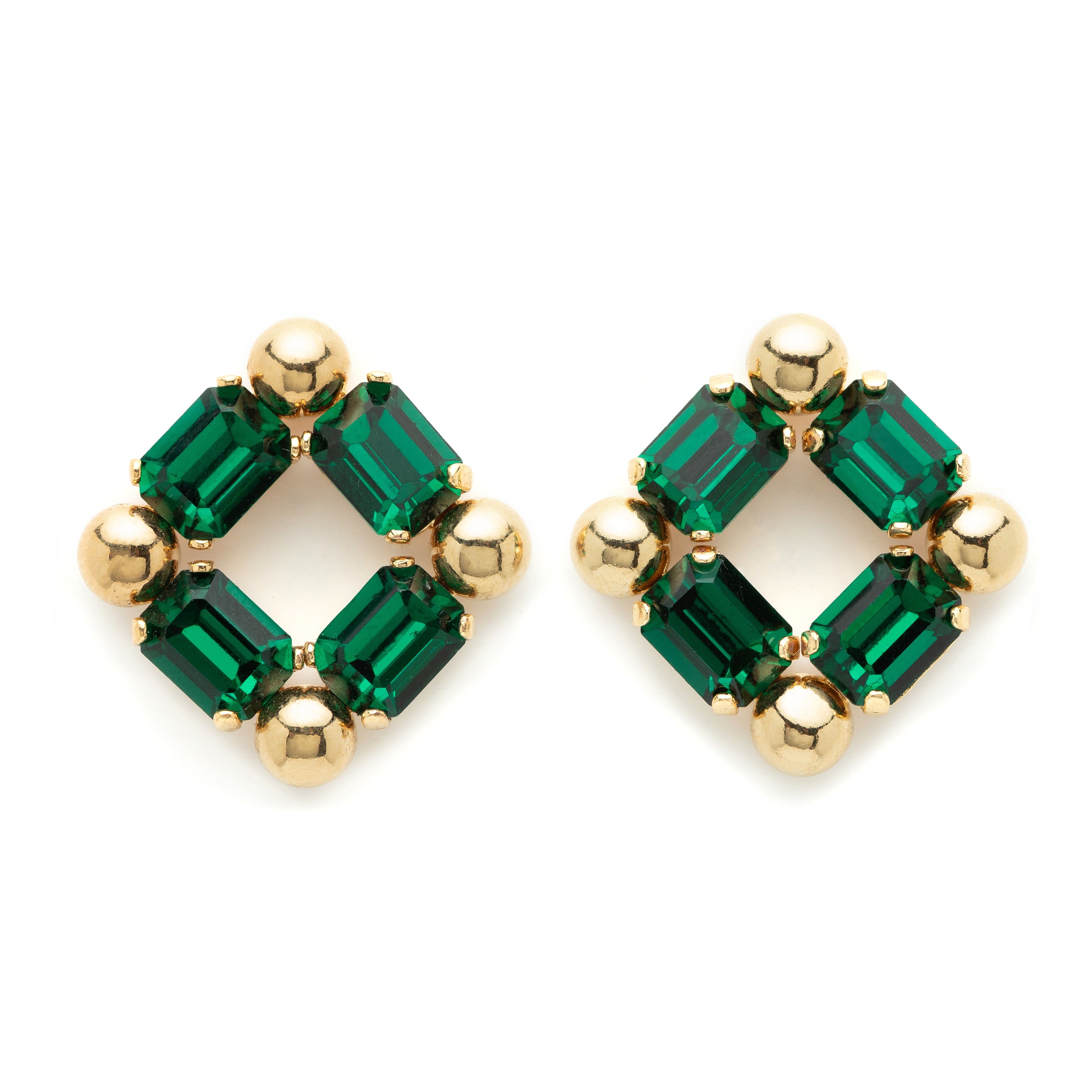 BOUCLES D'OREILLES GRACE EMERAUDE BARBARISME MADE IN FRANCE