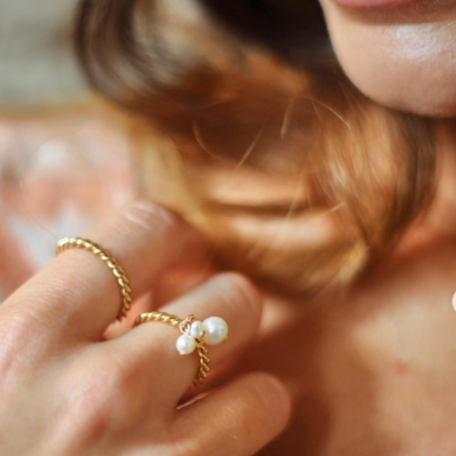 Bague Torsade perlée