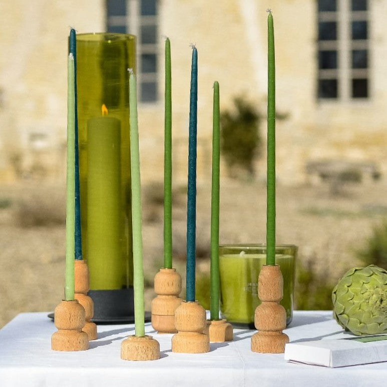 Set de 3 bougeoirs en hêtre