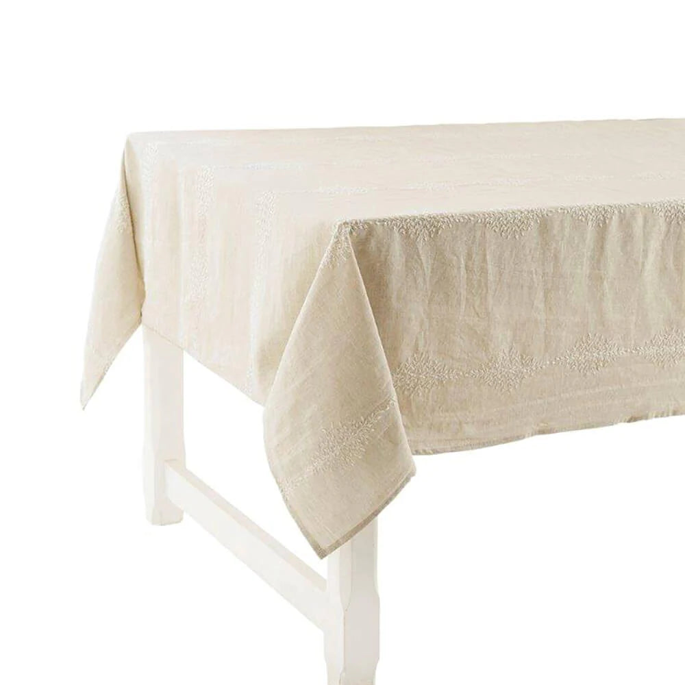 Nappe en lin brodé CHARVET EDITIONS, made in France et écoresponsable