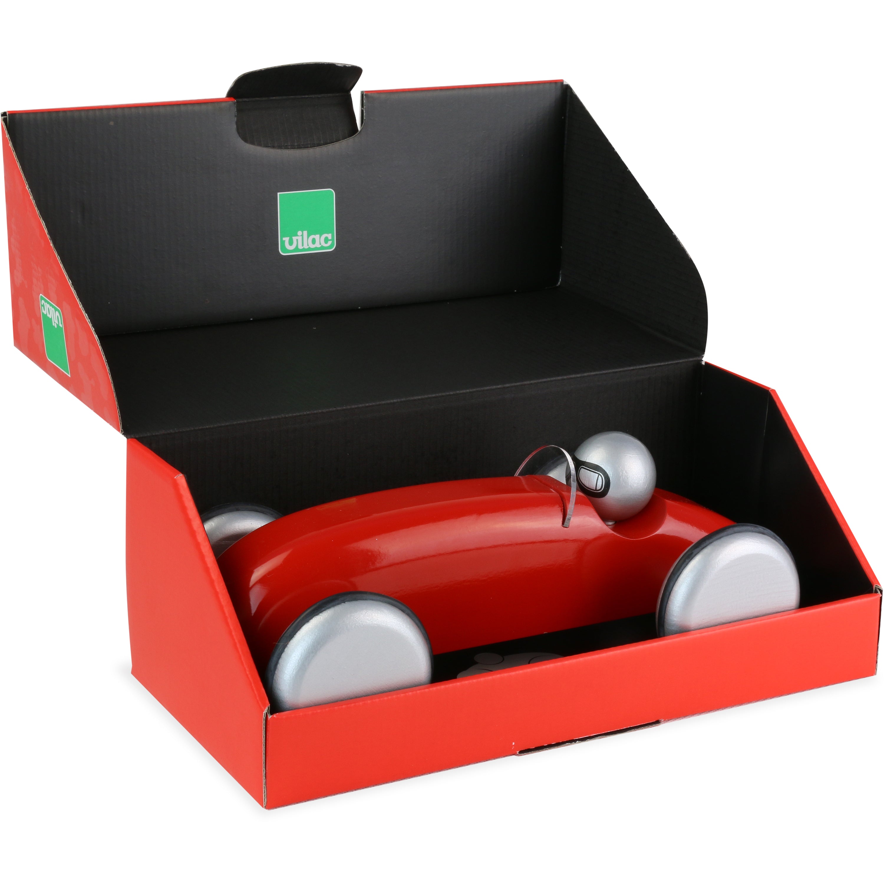 Voiture Speedster en bois naturel laqué, VILAC, made in France et écoresponsable