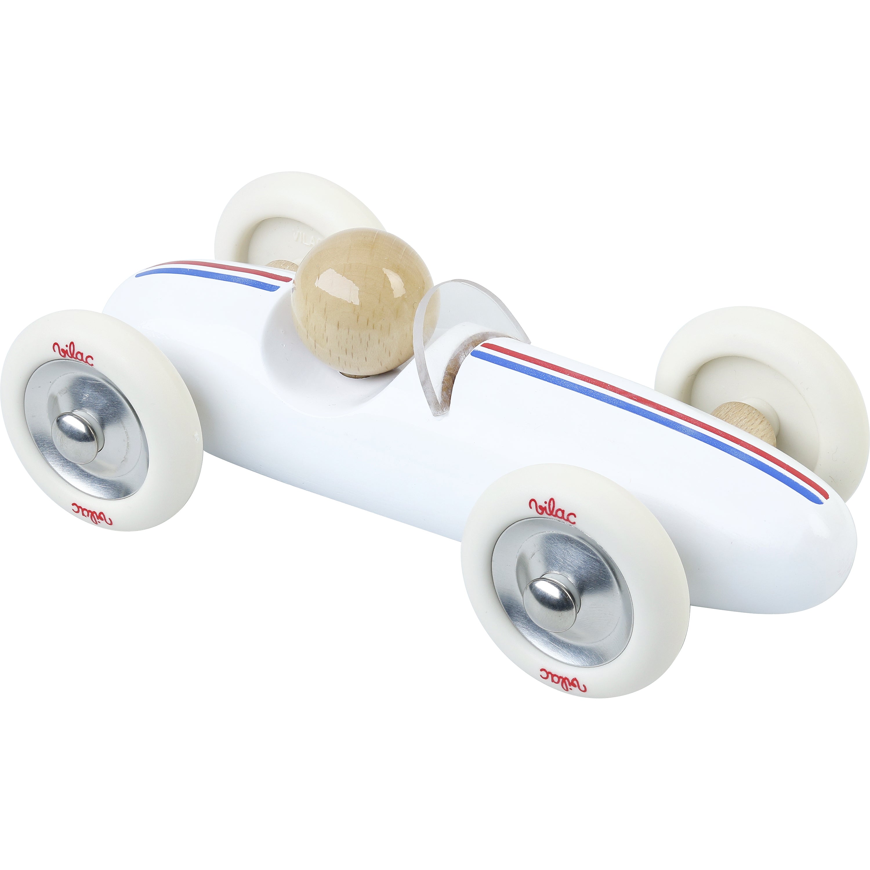Voiture Grand Prix Vintage MM en bois naturel laqué, VILAC, made in France et écoresponsable