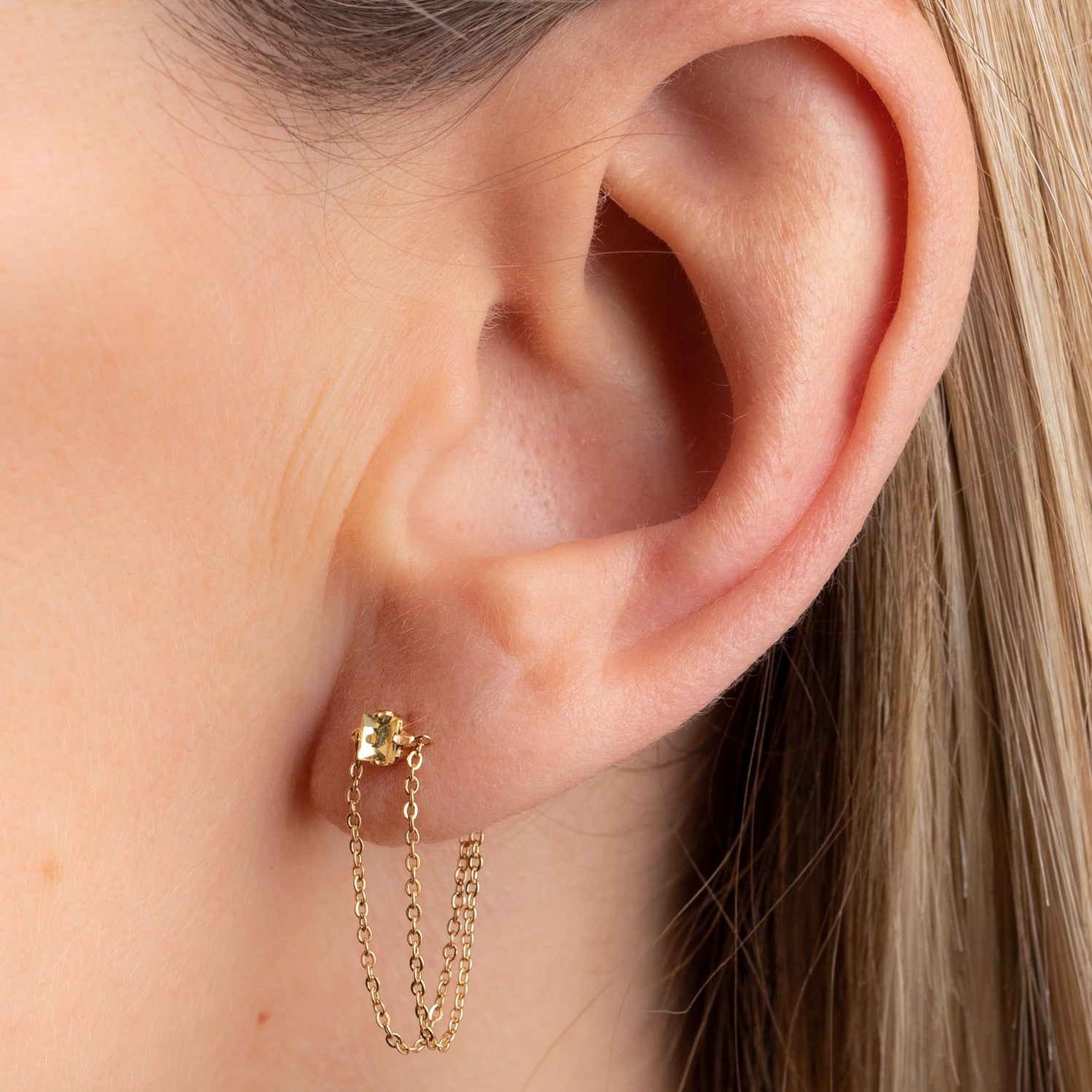Boucles d'Oreilles avec cristal et chaines Abel, APRIL PLEASE, made in France