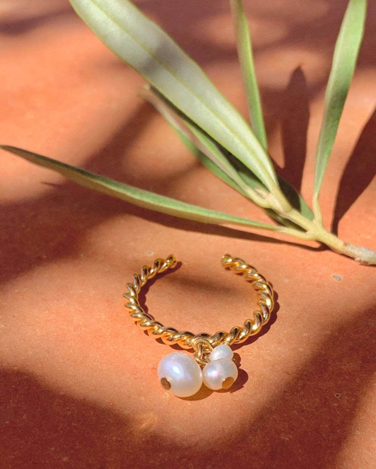 Bague torsade perlée JOUR DE MISTRAL, made in France et écoresponsable