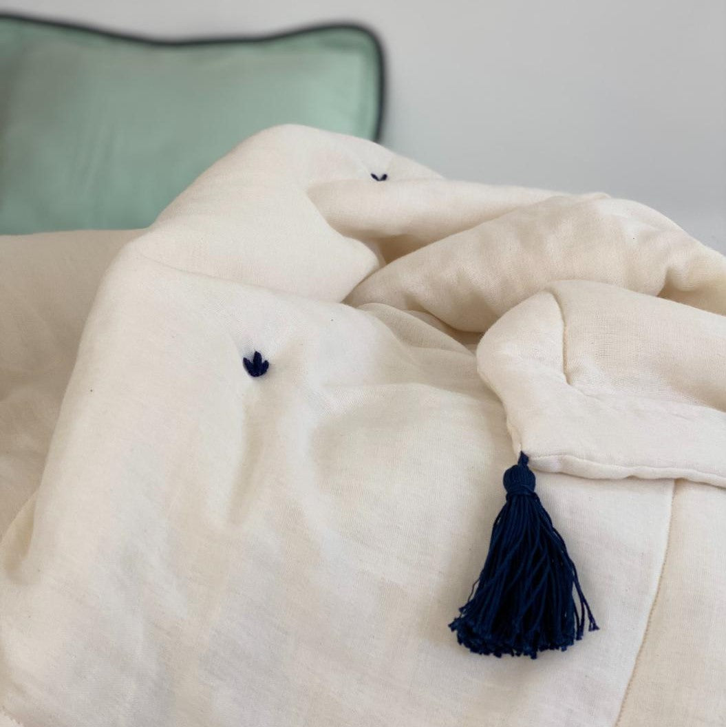 Couverture enfant en gaze de coton bicolore, BIHAN, made in France