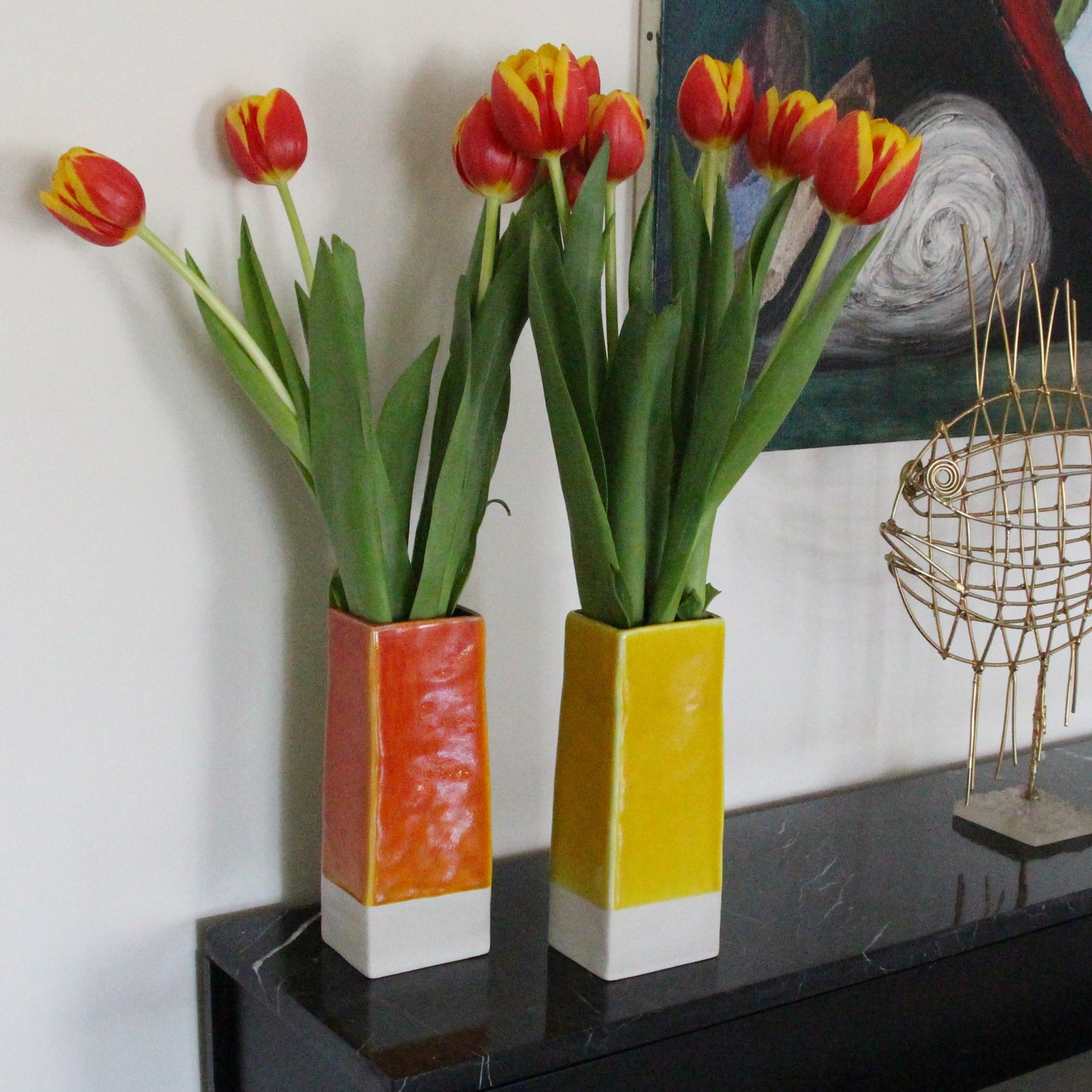 vase Karo S orange JARS CERAMISTES, 100% français et écoresponsables HISTOIRES FRANCAISES