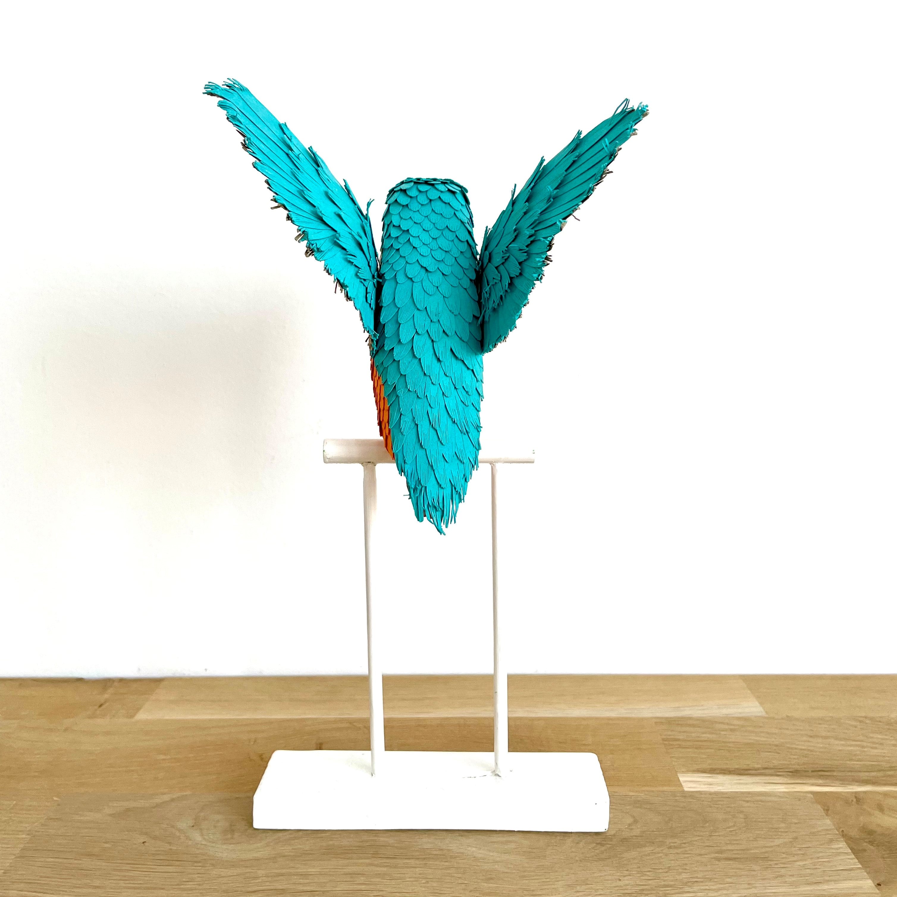 Sculpture de papier Martin Pêcheur, MELINA VASSEREAU, made in France et écoresponsable