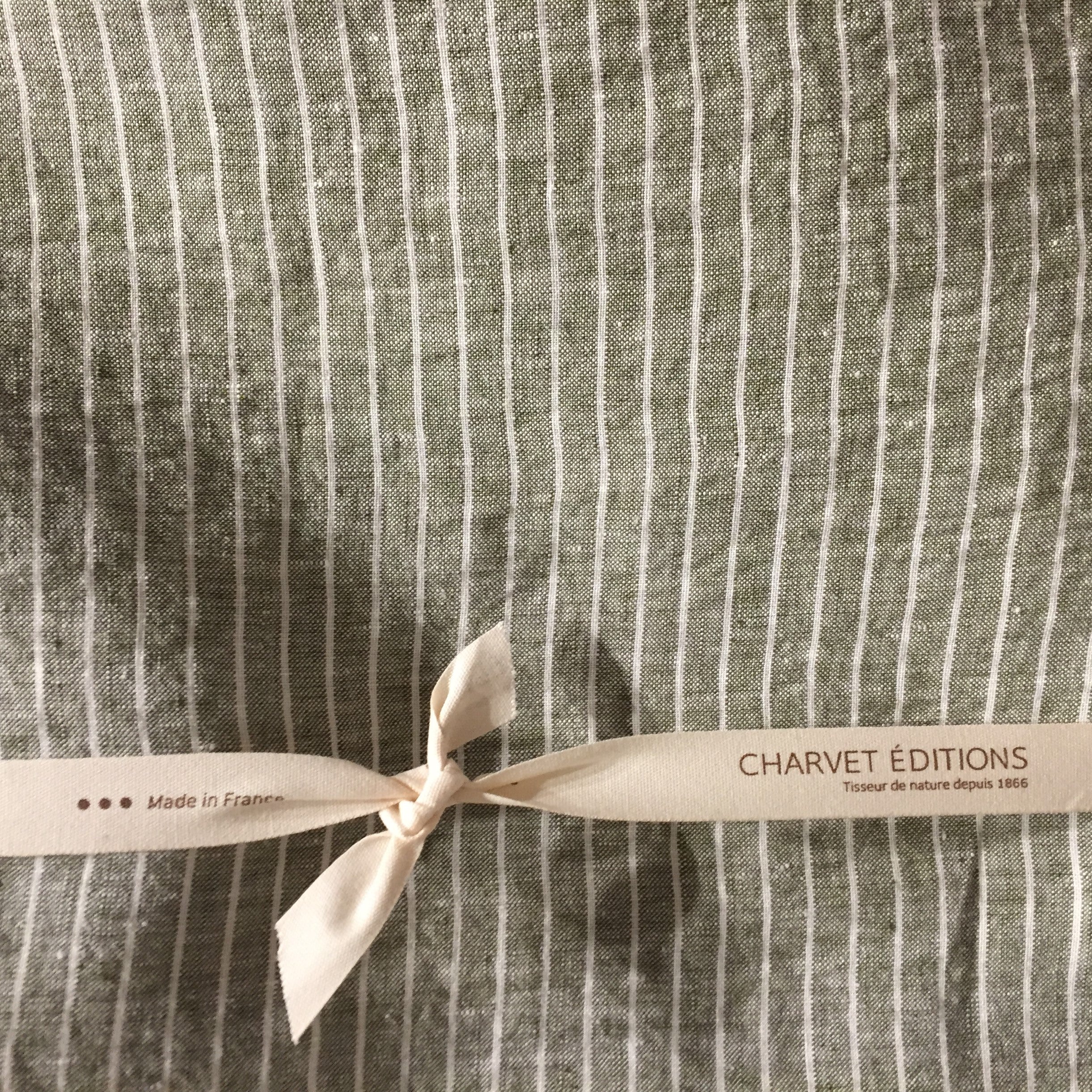 Nappe Duo rayé en lin CHARVET EDITIONS, made in France et écoresponsable