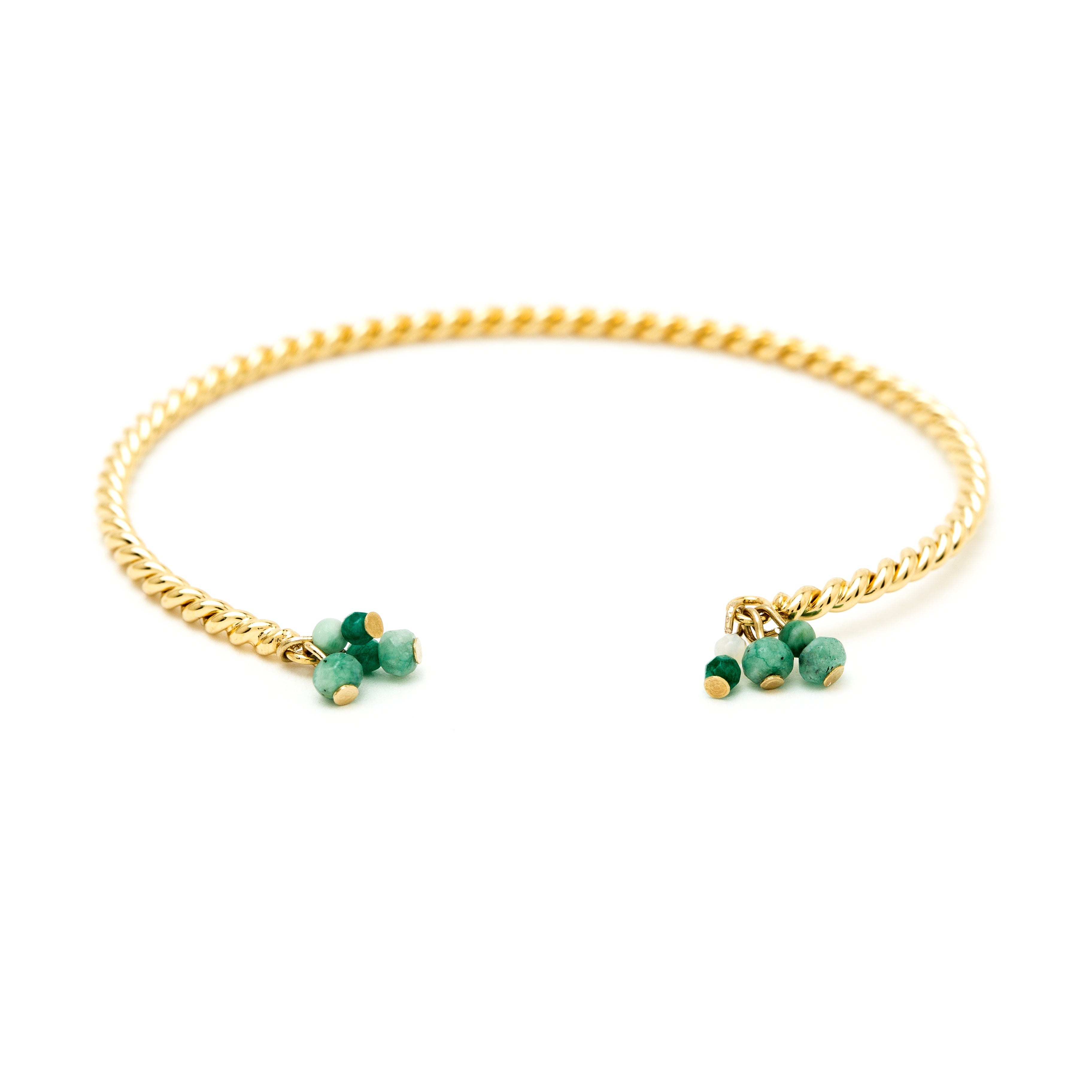 Bracelet Jonc Torsade perle d'aventurine, JOUR DE MISTRAL, made in France et écoresponsable