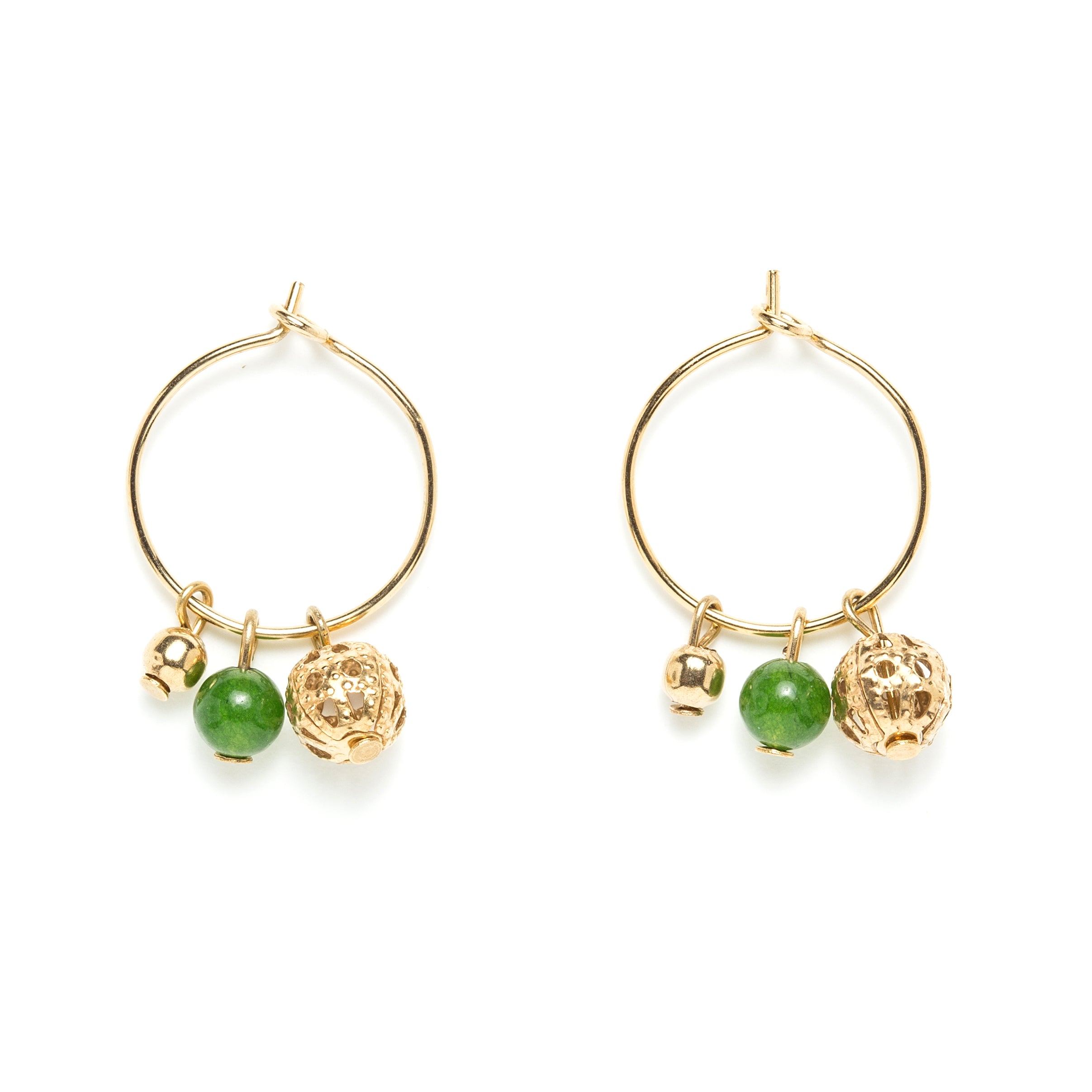 Boucles d'oreilles mini créoles Dona jade, JOUR DE MISTRAL, made in France et écoresponsable