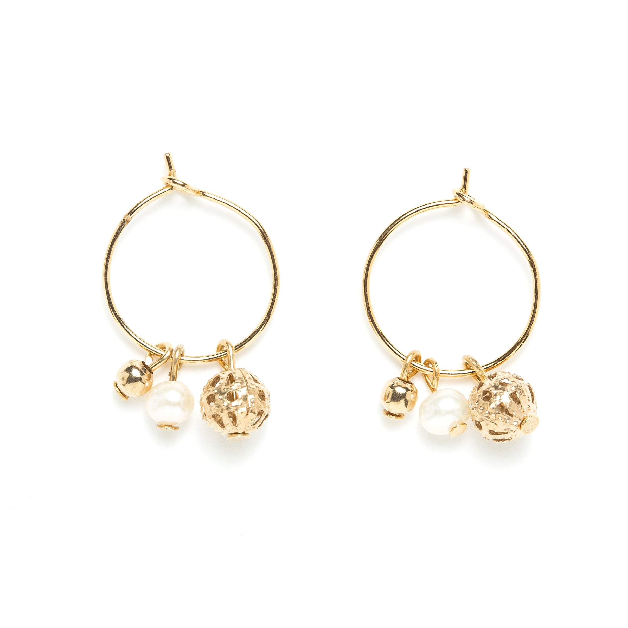 Boucles d'oreilles mini créoles Dona perle d'eau douce, JOUR DE MISTRAL, made in France et écoresponsable