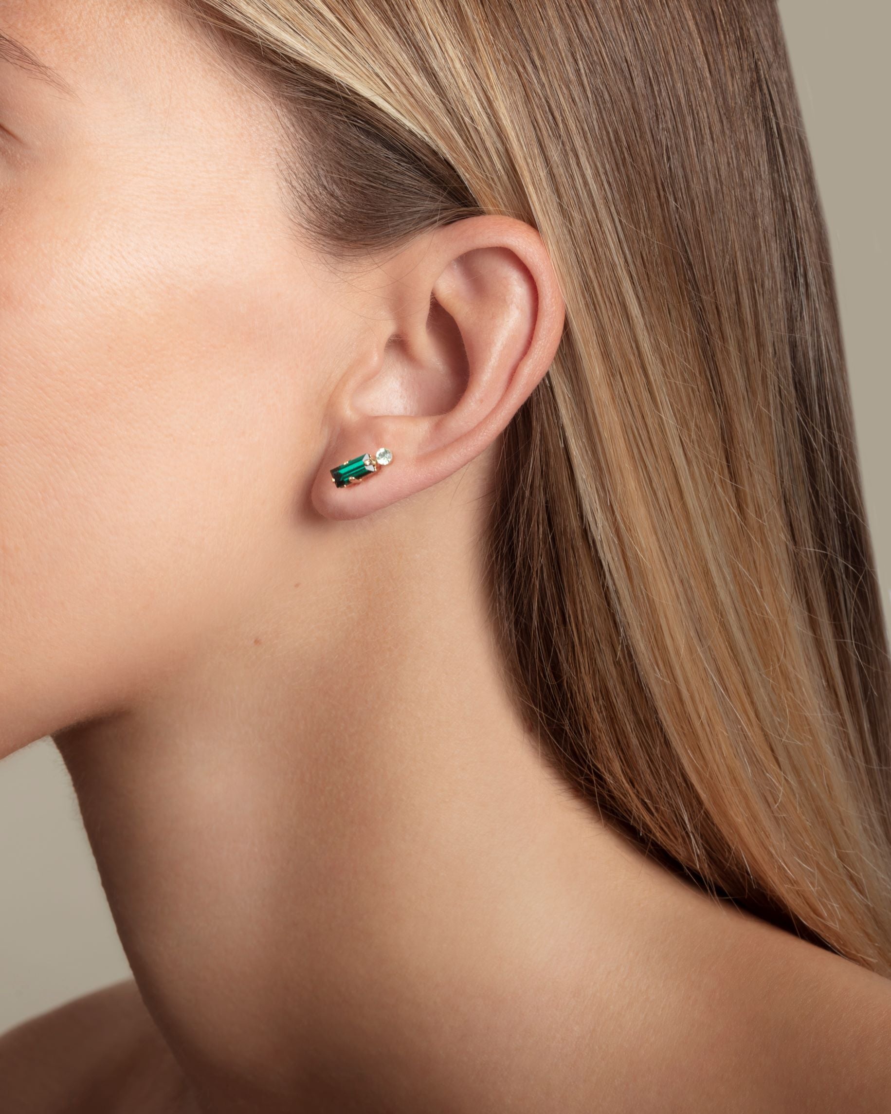 Boucles d'oreilles Lazare émeraude, APRIL PLEASE, made in France et écoresponsable