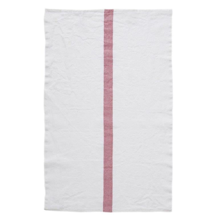 torchon Doudou blanc rayé rose CHARVET EDITIONS, 100% français et écoresponsable  HISTOIRES FRANCAISES