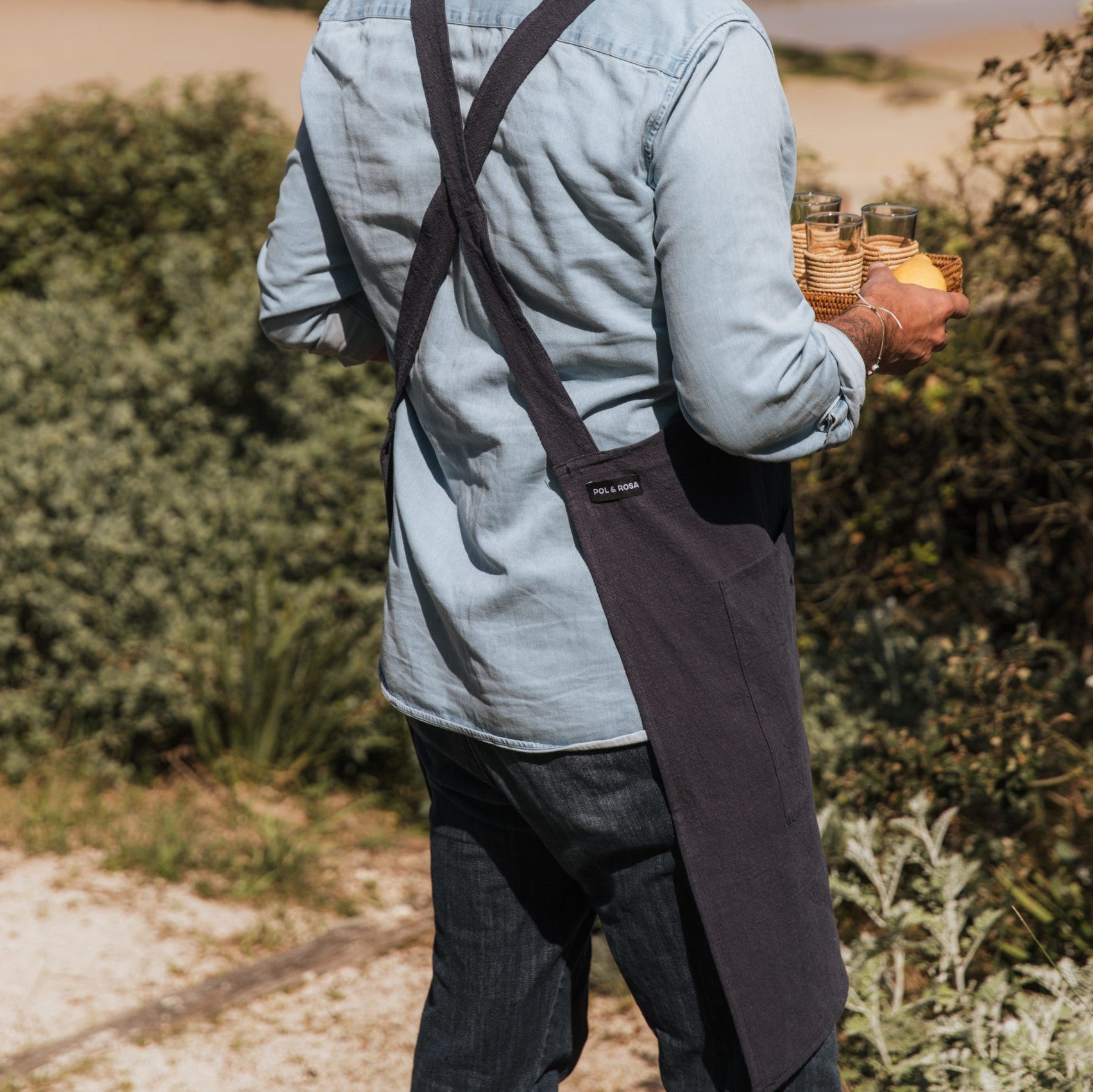 tablier japonais adulte en lin Pol et rosa made in france ecoresponsable