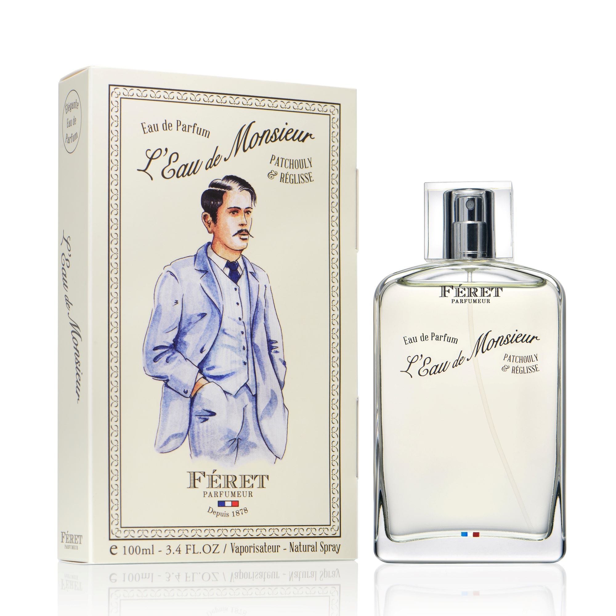 eau de toilette Homme L'eau de Monsieur FERET Parfumeur cosmétique bio 100% français et écoresponsable.