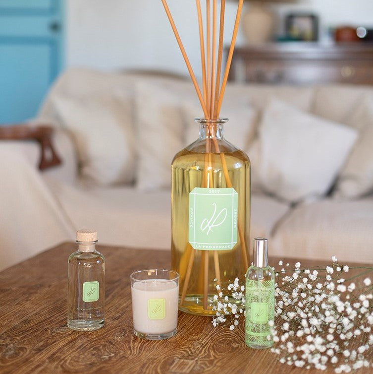 Bougie et diffuseur parfumés rose et jasmin LA PROMENADE dans un Jardin de Grasse 100% français et écoresponsable