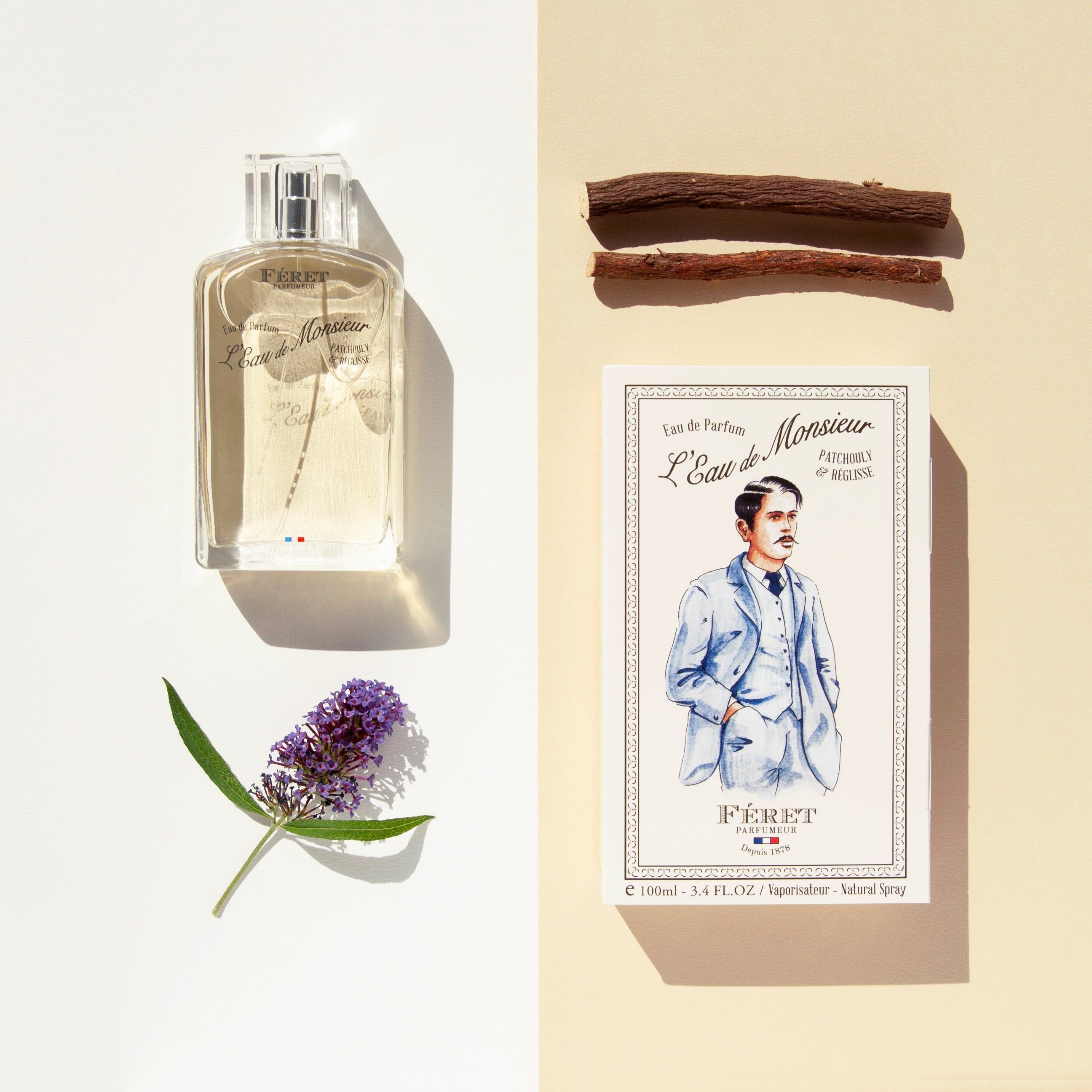 eau de toilette Homme L'eau de Monsieur FERET Parfumeur cosmétique bio 100% français et écoresponsable.