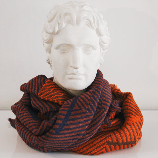 echarpes en laine et soie Trait paris couleurs vives, motif graphique 