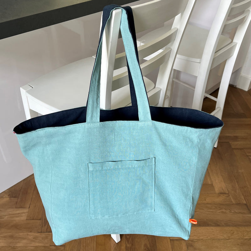Grand cabas réversible en lin, JOCELIN ET MARLAINE, made in France et écoresponsable