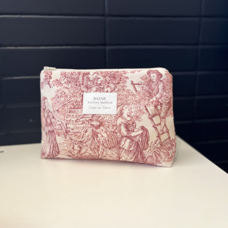 Pochette en toile de Jouy, BAZAR ATELIER SABLON, made in France