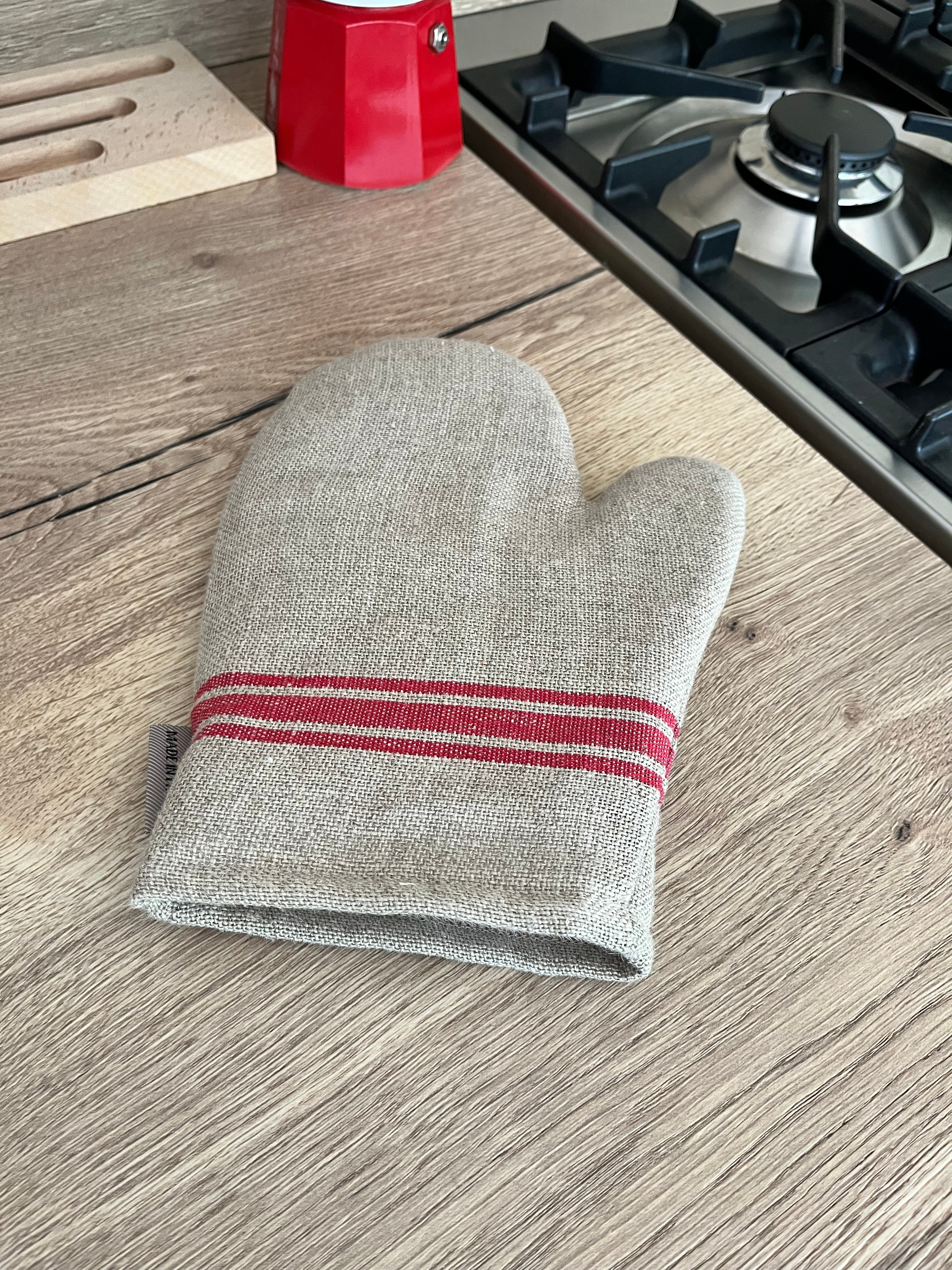 Gant de cuisine en lin Monogram Rouge made in France