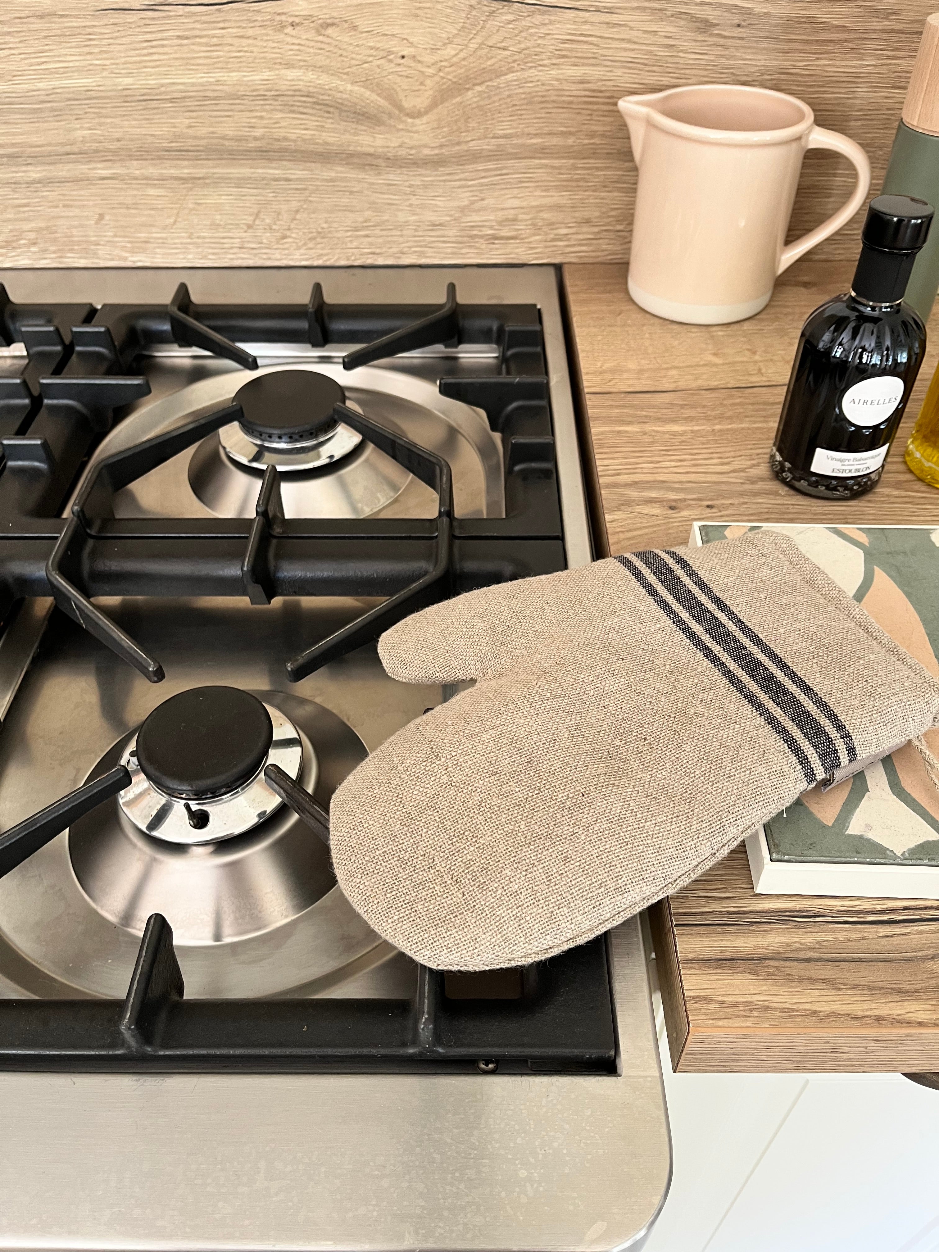 Gant de cuisine en lin Monogram noir made in France