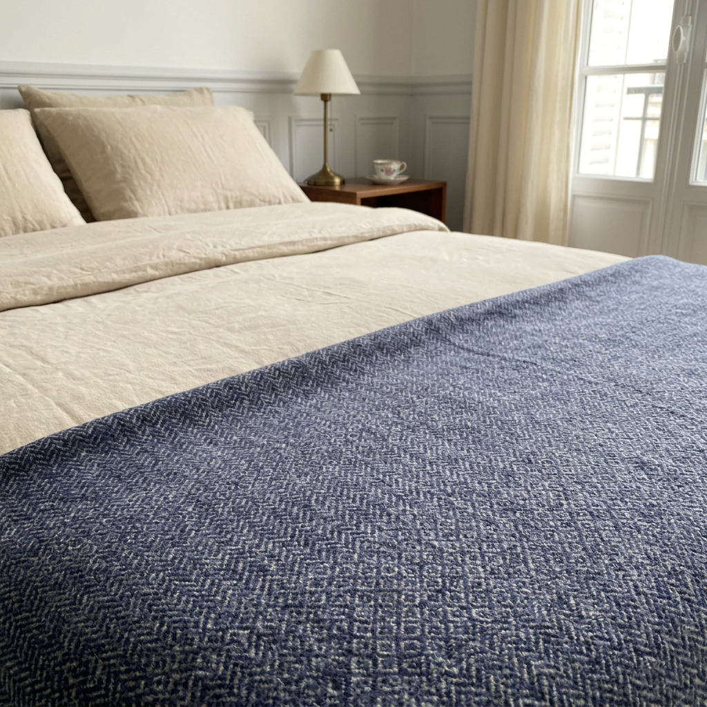 Plaid en Laine des Pyrénées faux unis