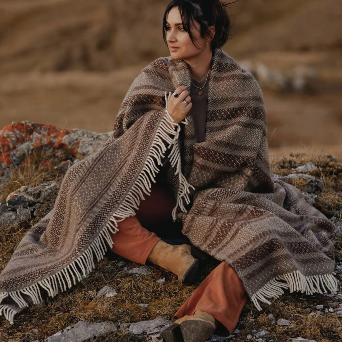 Plaid en Laine des Pyrénées rayé