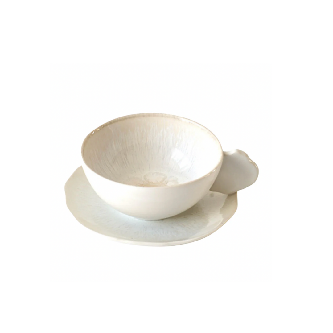 Tasse et sous tasse made in France, Plume de JARS CERAMISTES