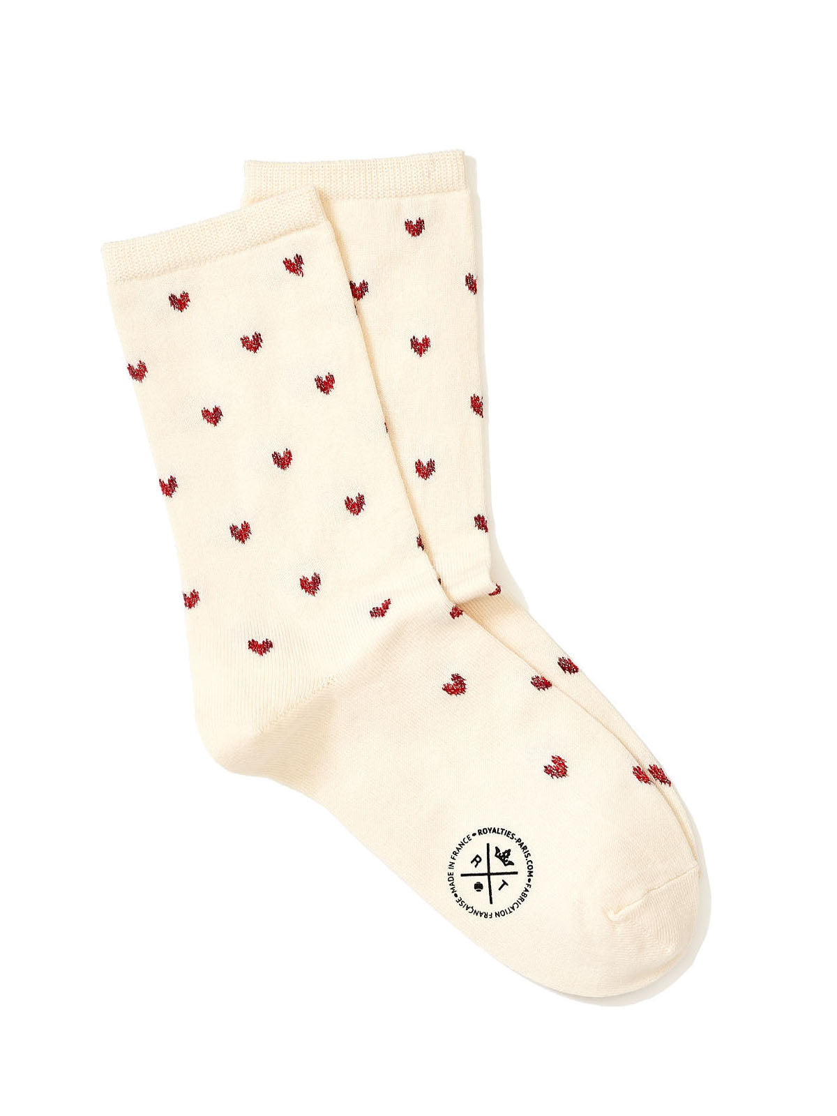 Chaussettes motif coeur LOVE brillantes, ROYALTIES, made in France