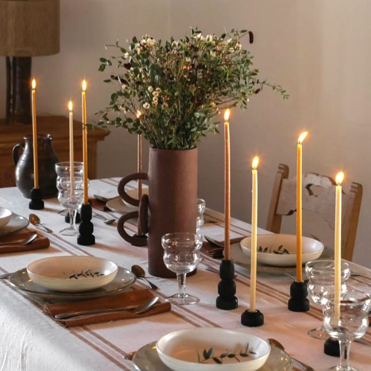 Set de 3 bougeoirs en hêtre