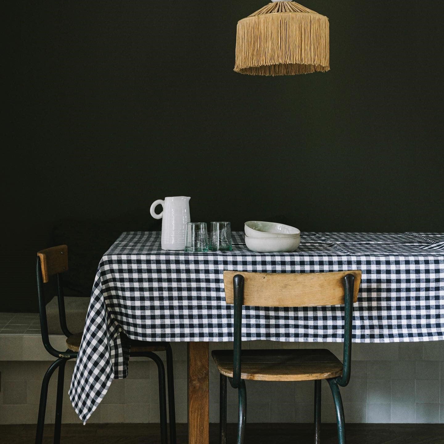 Gingham navy tablecloth